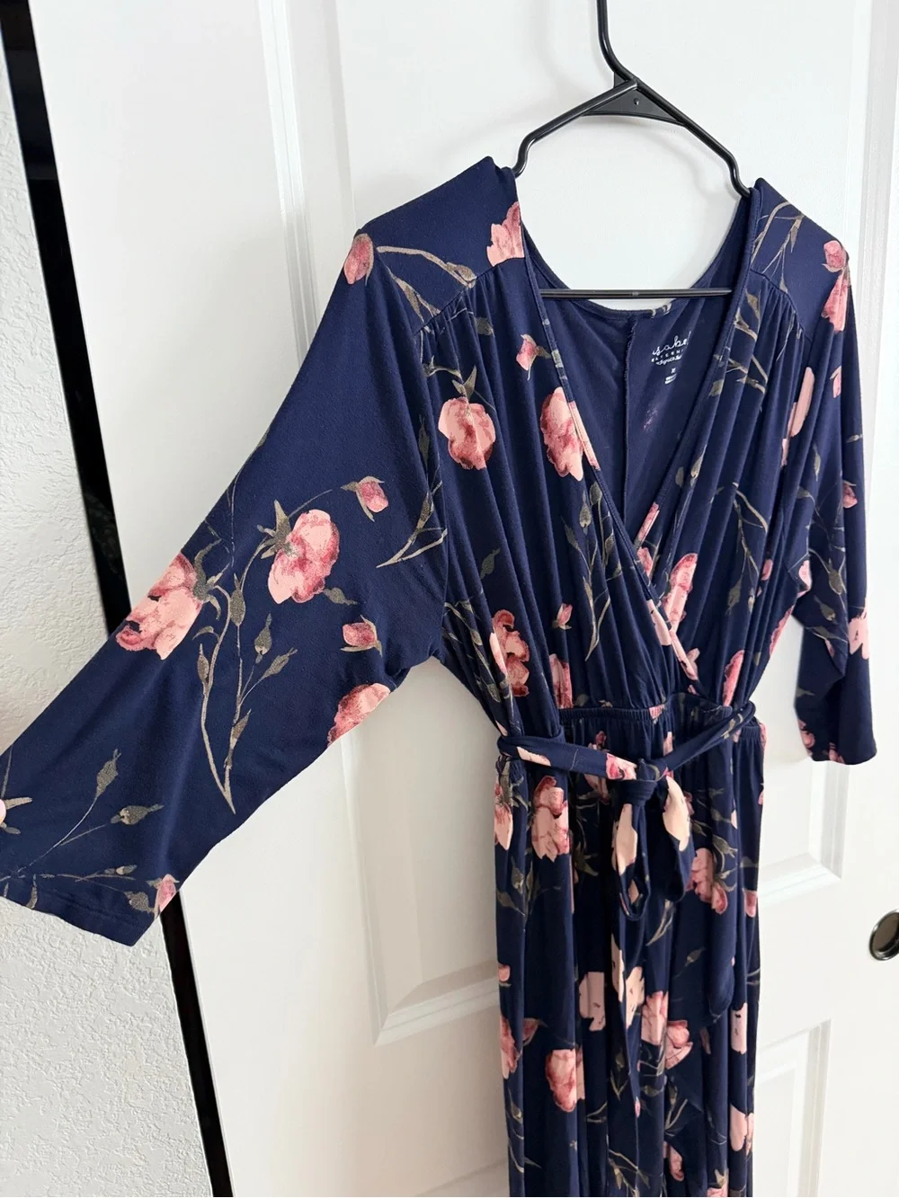 Isabel Maternity by Ingrid & Isabel Navy Maxi Dress with Pink Floral Print - Picture 3 of 14